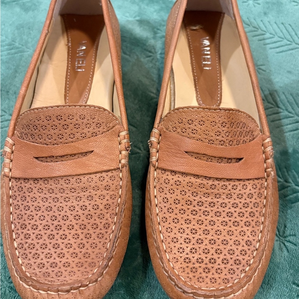 Vaneli Tan Leather Loafers